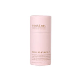 Routine Moon Sisters deodorant stick in pastel‑pink paper tube with brown foil brand, shown upright on a clean white background to highlight its minimalist packaging.